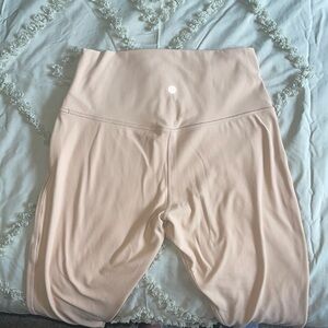 Tan/beige lululemon high rise Capri leggings 21”, double lined due to color!